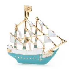 Enamel sailboat - elegant broochBrooches