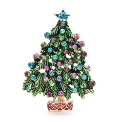 Green crystal Christmas tree - fashionable broochBrooches