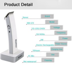 Kemei KM-619 - hair trimmer - rechargeable - super slim - with standHair trimmers