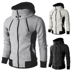 Fashionable men's hoodie - with turtleneck - long sleeves / pockets / zippersHoodies & Sweatshirt