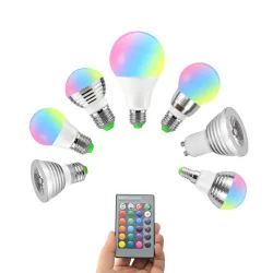 E14 - E27 - GU10 / 5W - 7W - AC110V - 220V - dimbare LED RGB lamp met IR 16 kleuren afstandsbedieningE14