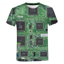 3D electronic chip print - hip hop style t-shirt - short sleeve