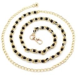 Modischer Metallgürtel - lange dünne Kette - mit bunten Perlen - verstellbar