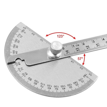 180-Grad-Winkelmesser - Winkelmesser - Messlineal - drehbar - Edelstahl - 0 - 145 mm