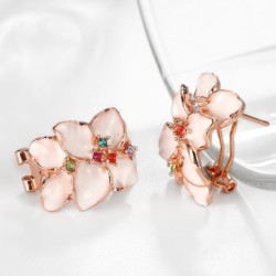 Flower shaped stud earrings - with multicolor zircon - rose goldEarrings