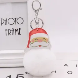 Kerstbontbal - met leren kerstman - sleutelhangerSleutelhangers