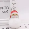 Kerstbontbal - met leren kerstman - sleutelhangerSleutelhangers