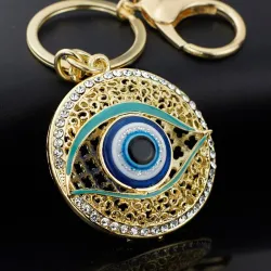 Round hollow keychain - with a crystal eyeKeyrings