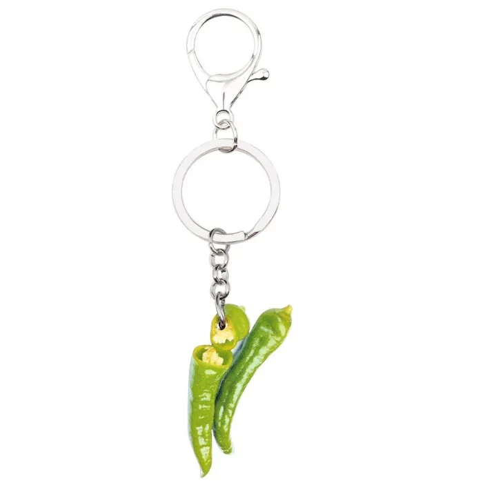 Metalen sleutelhanger - met acryl groene paprika'sSleutelhangers