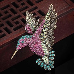 Luxe vintage broche met kristallen kolibrieBroches