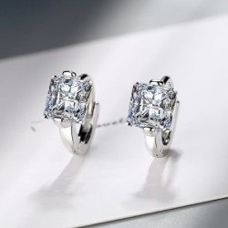 Luxurious small round earrings - with crystal - 925 sterling silver