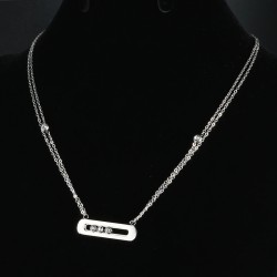 Elegante Halskette - mit beweglichen Kristallen - Edelstahl
