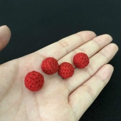 Mini magnetische rote Häkelkugeln - für Zaubertricks - 2 Stück