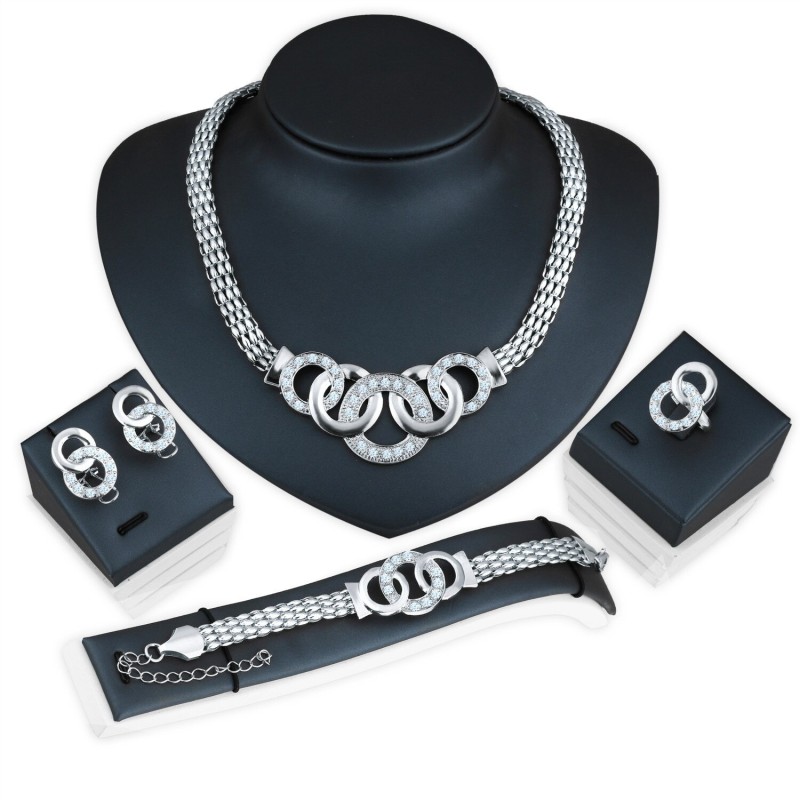 Elegante Vintage sieradenset - met kristallen - ketting / oorbellen / armband / ringSieradensets