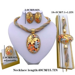 Luxe sieradenset - halsketting / oorbellen / armband / ring - Afrikaanse stijlSieradensets