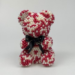 Perlenteddybär - Handarbeit - Valentinstag / Hochzeit / Geburtstag - 25cm