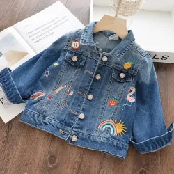 Jeansjack voor kinderen - met bloemenborduurselKleding