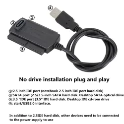 3 in 1 USB 2.0 naar IDE / SATA - 2,5" 3,5" harde schijf - HDD-converter - adapter - kabelHarde schijven