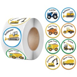 Dekorative runde Aufkleber - Belohnungsetiketten - für Kinder - Bus / Traktor / Flugzeug / gute Arbeit
