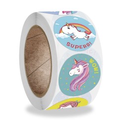 Decoratieve ronde stickers - beloningslabels - voor kinderen - eenhoorn / zon / wolk / bedankt / superDecoratie