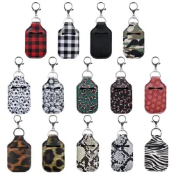 Leren flessenhoes - voor handdesinfectie / parfumflesjes - met sleutelhanger - 30mlSleutelhangers