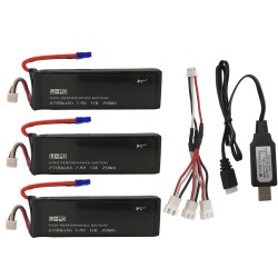 Hubsan H501S X4 battery - 7.4V 2700mAh 10C H501S-14 - 3 pieces - 1 cable