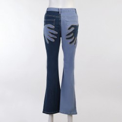 Skinny jeans - wijde pijpen - met handpatroon - tweekleurigBroeken