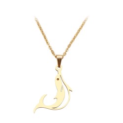 Jumping dolphin pendant - with chain - stainless steel