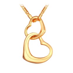 Fashionable necklace with double heart pendantNecklaces