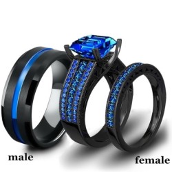 Luxe ringen voor koppels - met blauwe zirkoon - roestvrij staalRingen