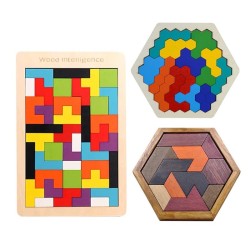 Houten tangram-puzzel - puzzelblokken - educatief speelgoedHouten