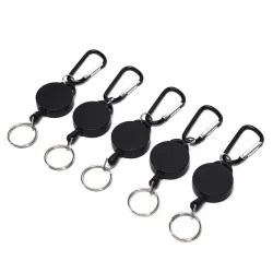 Mini telescopic keychain - retractable pull rope - with carabiner - 5 piecesKeyrings