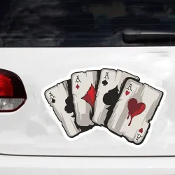 Auto vinyl sticker - Aces speelkaarten - waterdichtStickers