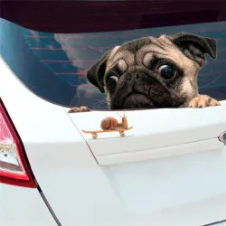 Autoraamsticker - vinyl - waterdicht - hond met slakStickers