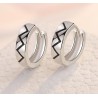 Fashionable small round earrings - with black pattern - 925 sterling silverEarrings