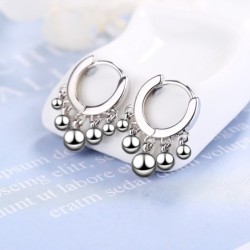Gold / silver round earrings with beads - 925 sterling silverEarrings
