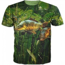 Trendiges Angler-T-Shirt - Kurzarm - mit Fischdruck - Unisex