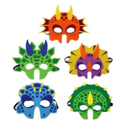 Lustige Masken in Tierform - Dinosaurier - für Kinder - Halloween / Party - 5 Stück