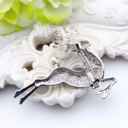 Fashionable brooch with black crystal deerBrooches