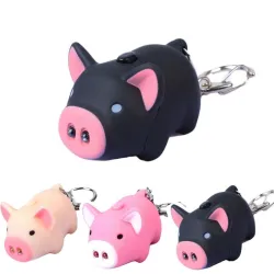 Mini pig with keychain - luminous - with sound / LEDKeyrings