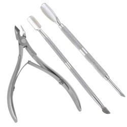 Cuticle clippers - dead skin remover stick - stainless steel - 3 piecesClippers & Trimmers