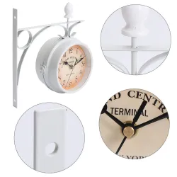 Antique wall clock - double-sided - white ironClocks