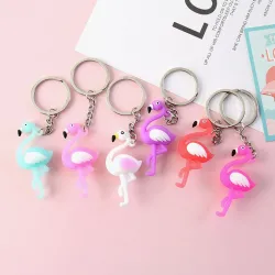 Flamingo sleutelhangers - 6 stuksSleutelhangers