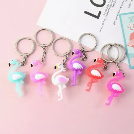 Flamingo sleutelhangers - 6 stuksSleutelhangers