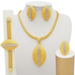 Luxuriöses goldenes Schmuckset - Halskette - Ohrringe / Armband / Ring - afrikanischer Stil