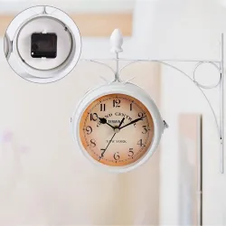 Antique wall clock - double-sided - white ironClocks