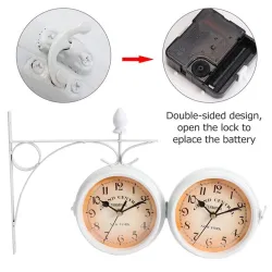 Antique wall clock - double-sided - white ironClocks