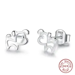 Oorhangers in de vorm van een kleine hond - 925 sterling zilverOorbellen