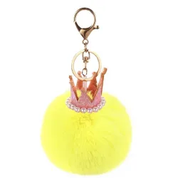 Pluche bol hanger met glitterkroon / parels - sleutelhangerSleutelhangers