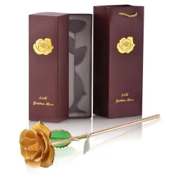 Rose gedoopt in 24-karaats goud - met standaard - verjaardag / Valentijnsdag / huwelijkscadeauKunstbloemen